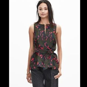 Banana Republic Jaquard Pieced Sleeveless Strucured Vest with Belt XS